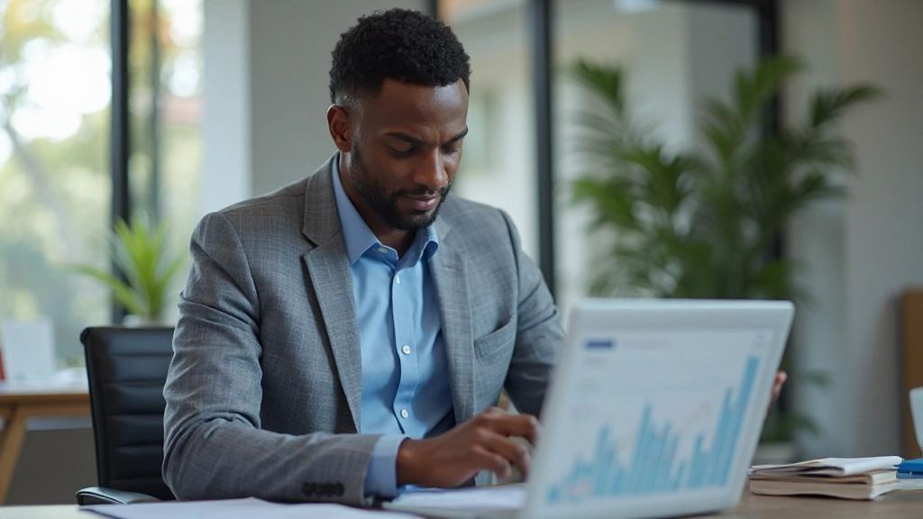 Investor analyzing stock market data on multiple monitors in professional trading environment